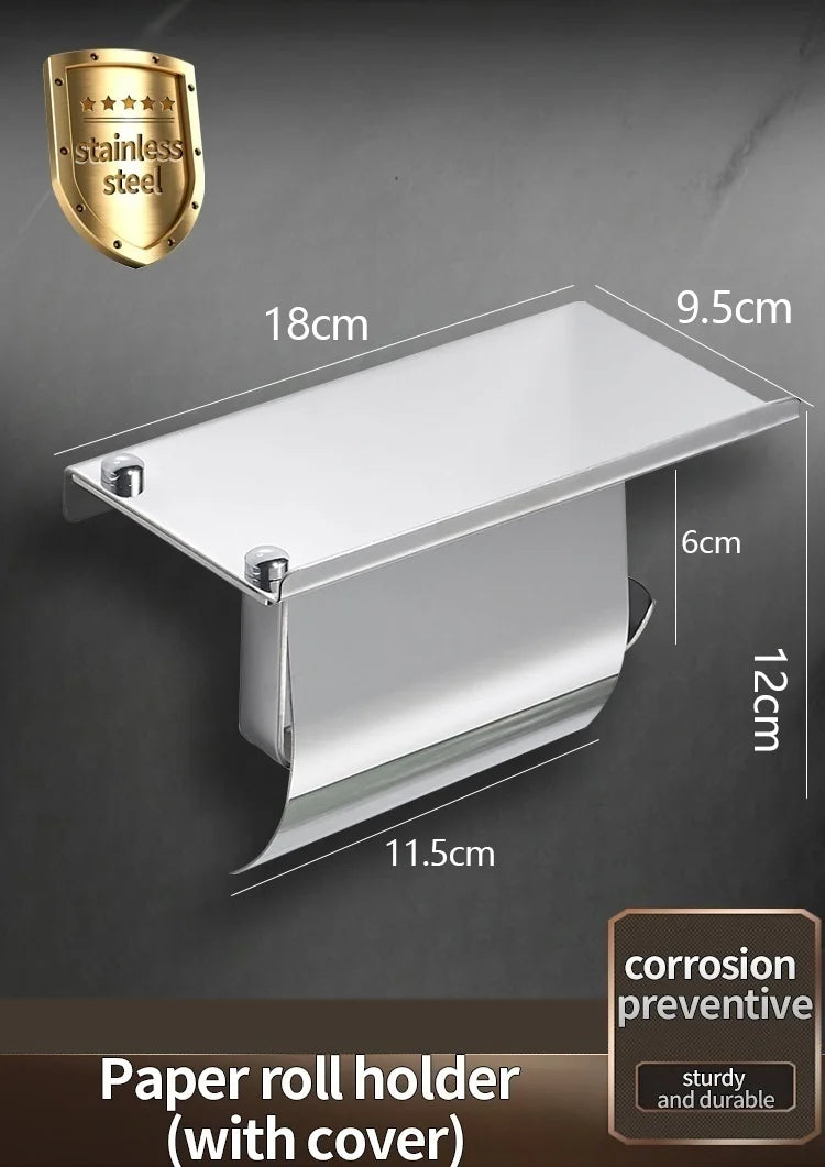 distributeur papier toilette acier inoxydable moderne minimaliste vis fixations papier argenté geometrique