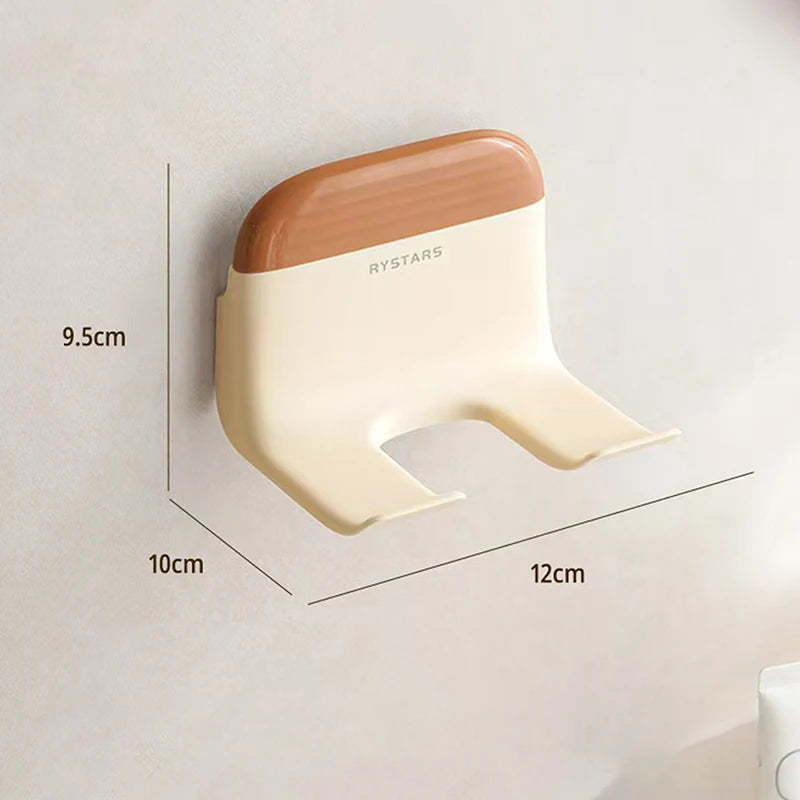 organisateur sèche cheveux support mural adhésif moderne rose vert jaune blanc mat opaques deux
