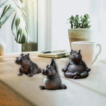 statue hippopotame noir résine texture mat réaliste maison 6.5cm 7cm 5.5cm