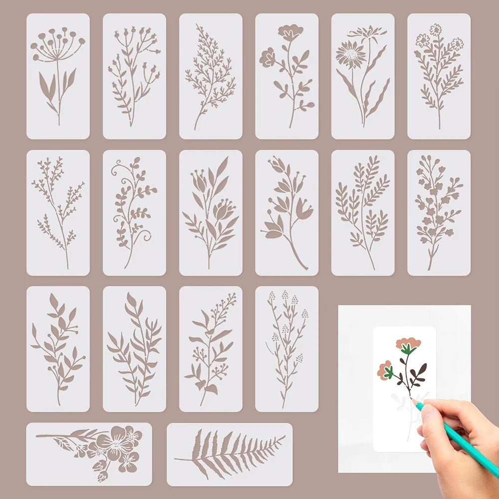 gabarits peinture fleurs feuilles papillons réutilisables diy crafts blanc noir vert orange rose brun