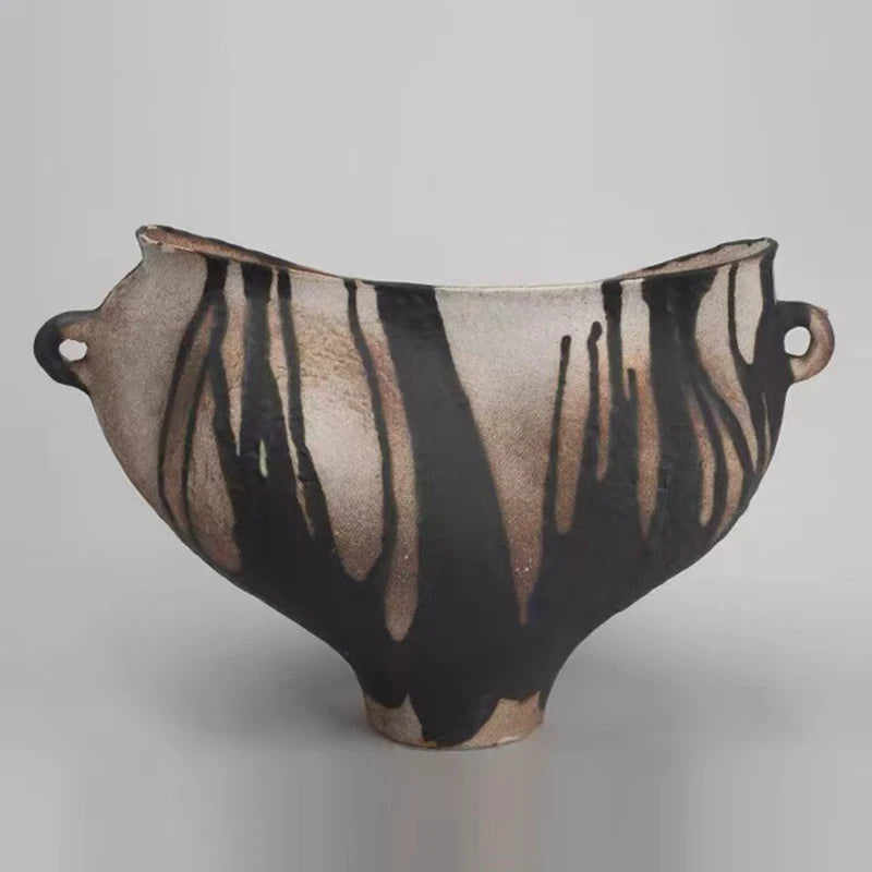 vase céramique bleu marron abstraction moderne minimaliste artisanalintérieur rustic organique