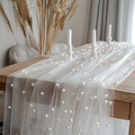 tulle blanc décoratif voile table transparent 3m 70cm polyester occasion cérémonie mariage