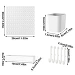 panneau rangement blanc moderne perforé clips étagères porte clés crayons photos bouteilles savon serviettes