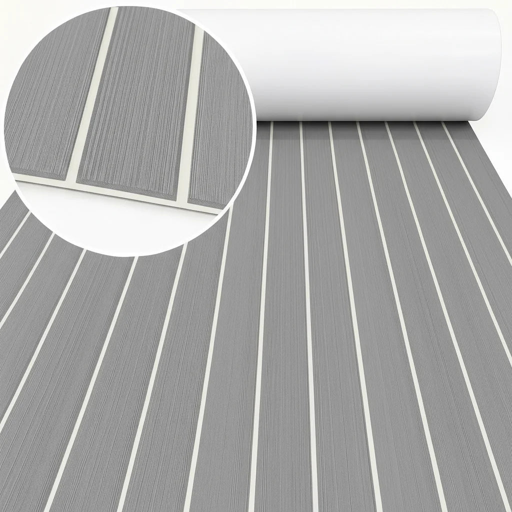 tapis sol bateau mousse eva antidérapant auto adhésif bleu clair noir rayures moderne