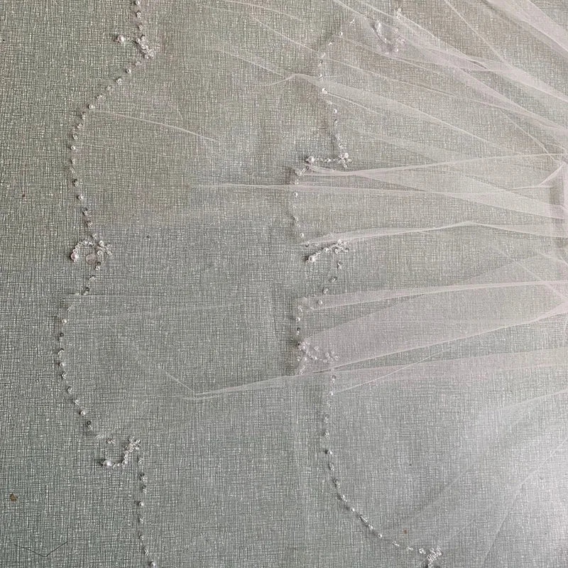 voile mariée blanc cristaux ornementé transparent classique élégant tulle acétate polyester accessoires mariage