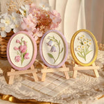 cadre décoratif ovale silicone fleurs reliefs artisanal clips ruban couleurs variées maison