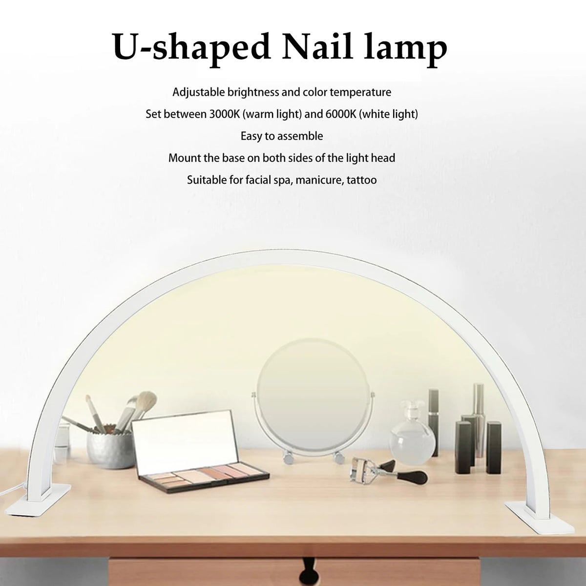lampe ongles blanc miroir strass modernes bouteilles vernis poudre accessoires manucure