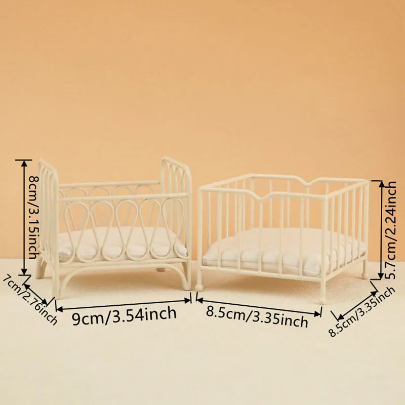 lit bébé miniature rose souris tissu motifs floraux matelas oreillers couverture tricot ❤️ ballon