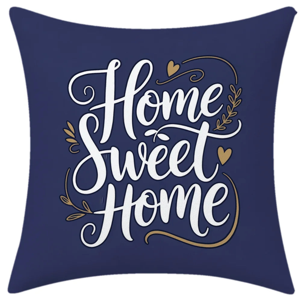 housse coussin bleu marine motif géométrique feuilles palmier sweet moderne minimaliste polyester