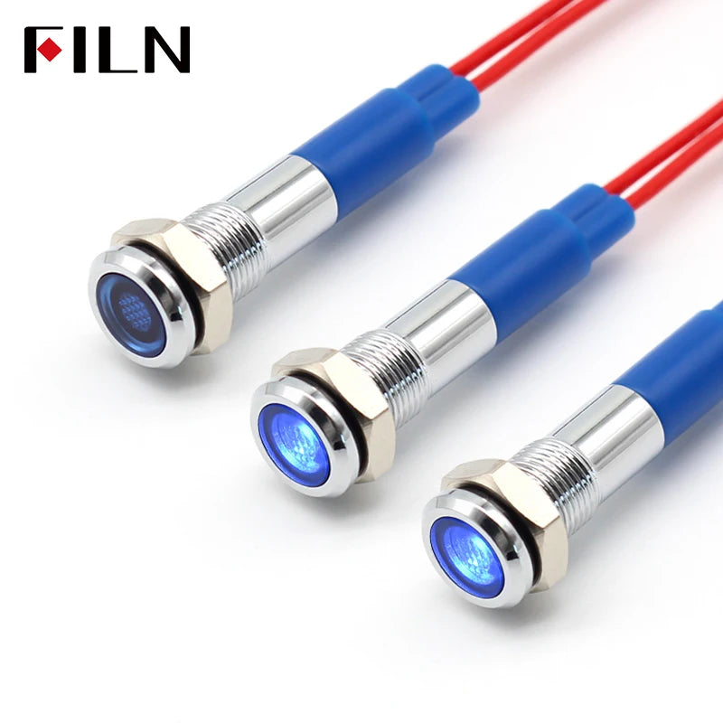 ampoule led 12v 24v bleu rouge vert jaune blanc métal brillant moderne vis câble