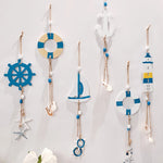 décorations murales thème marin bois bleu blanc ancres phares voiles roues navire coquillages étoiles