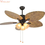 ventilateur moderne noir ampoules led feuilles palmier télécommande rustique chambre salon