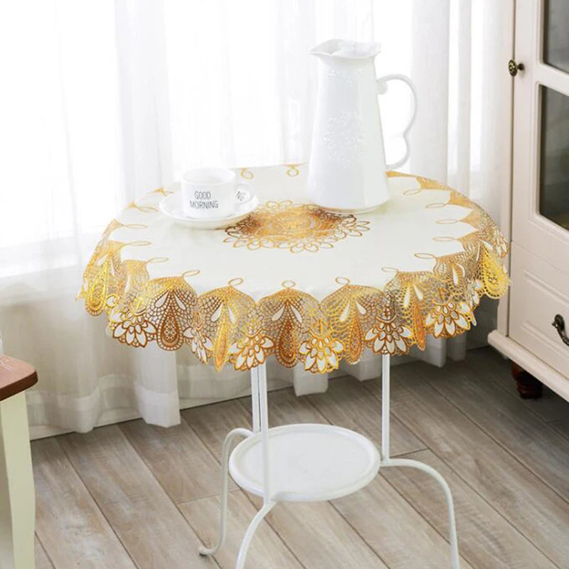 serviette table moderne broderie fleur doré réutilisable imperméable maison fête banquet