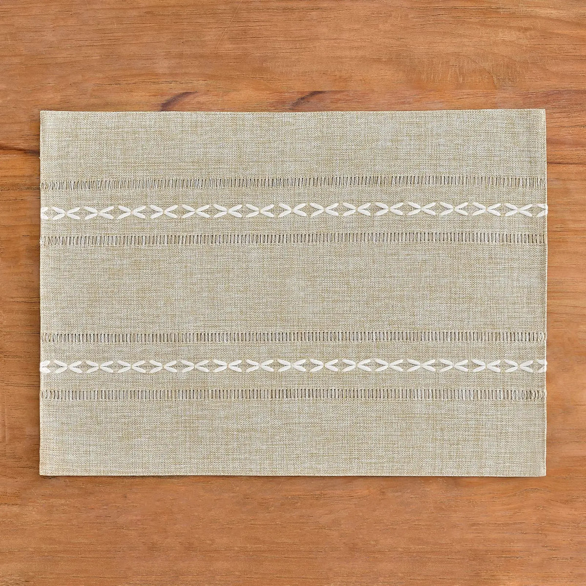 serviettes table moderne rustique beige clair rayures blanches motifs géométriques respectueux environnement setSize30x50cm setSizeCoffee
