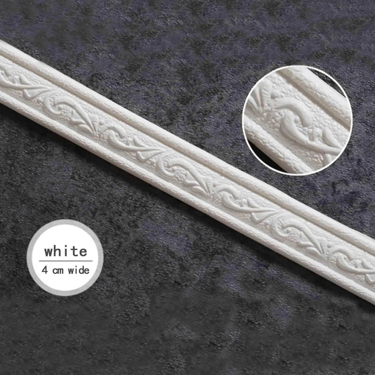 bande décorative murale autoadhésive 3d relief floral moulures classiques 230cm noir blanc beigeclair