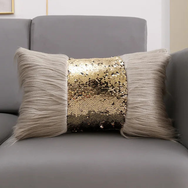 housse coussin sequins blanche moderne adhésive 40x40cm lit canapé voiture