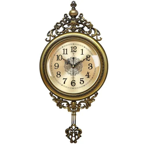 horloge murale quartz aiguille motif floral cadre doré vintage numéro blanc fixation decoration murale
