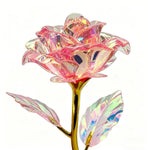roses artificielles translucides rose élégantes romantiques fleurs décoratives intérieures scintillantes complexes facets lumière vitrine