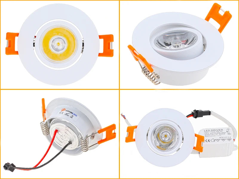 spot led noir orange argent 3w clips modernes 65mm 25mm 50mm