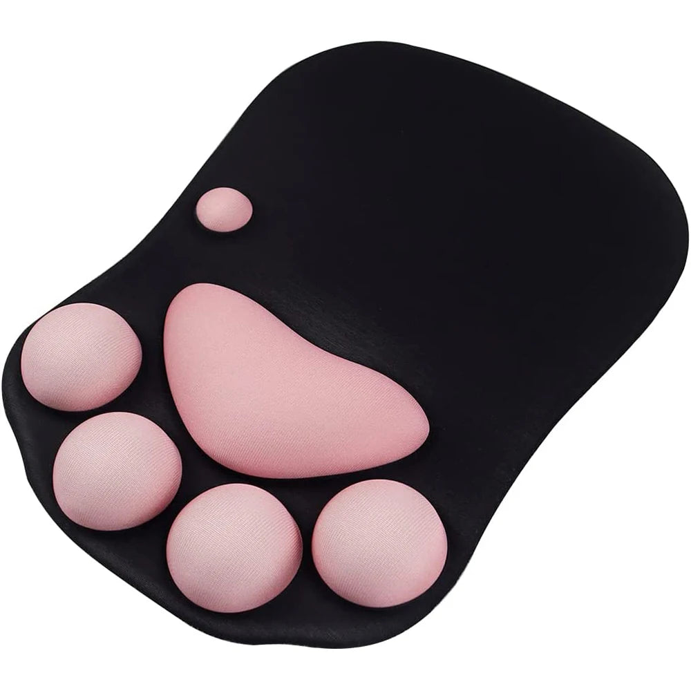 tapis souris ergonomique pattes chat noir rose clair silicone antidérapant confortable moderne semi adhésif