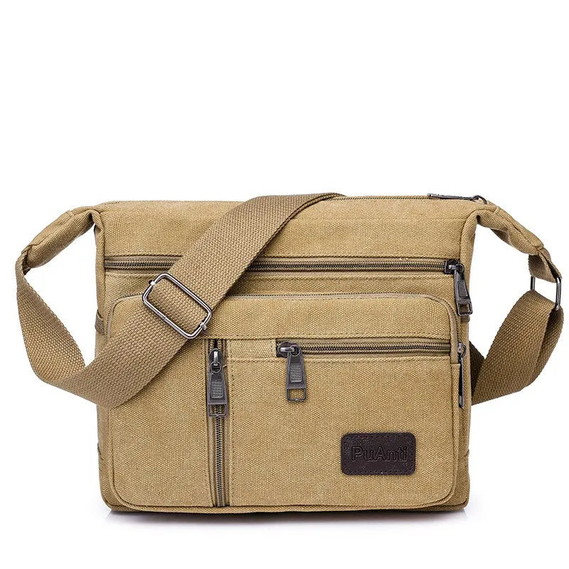 sac bandoulière homme toile beige classique poche intérieure zippée bandoulière poches haute qualité doux