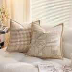 coussins décoratifs géométriques moderne beige crème jacquard fixés maison voiture