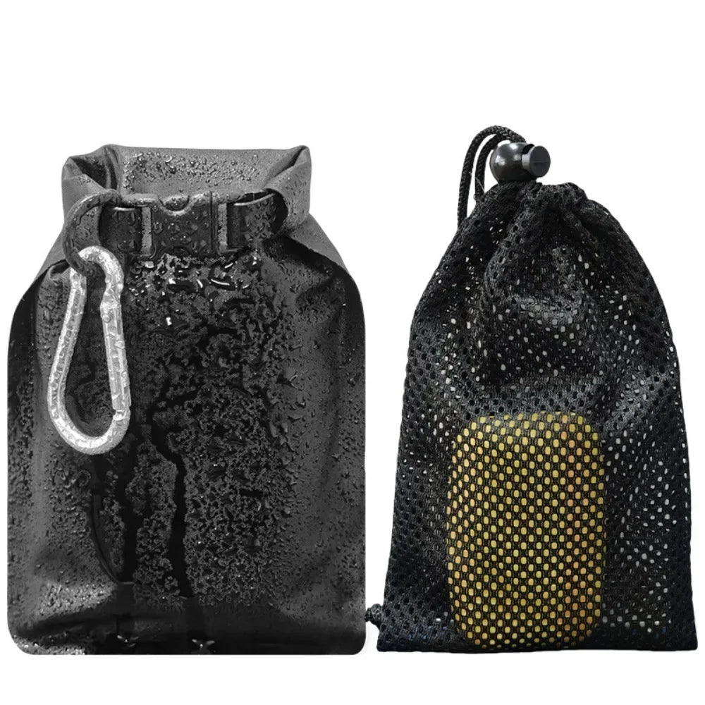 sac rangement voyage imperméable caoutchouc utilitaire serviettes microfibre serviettes toile filet clips anneaux métalliques