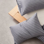 taies d'oreiller coton rayées 48x74cm blanc gris rose bleu minimaliste respectueux environnement maison lit