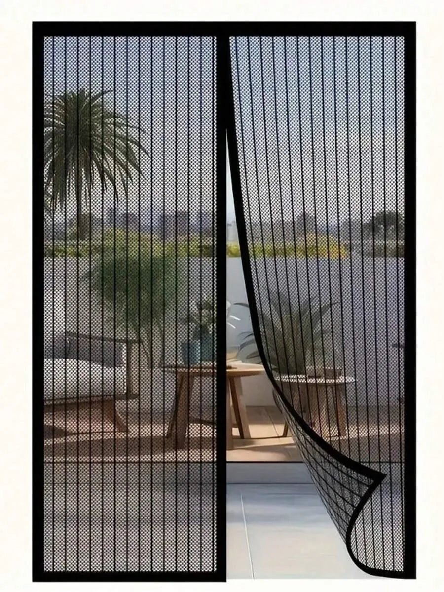 rideau porte magnétique anti insectes noir maille fine moderne adhésif 90x210 cm