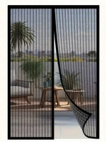 rideau porte magnétique anti insectes noir maille fine moderne adhésif 90x210 cm
