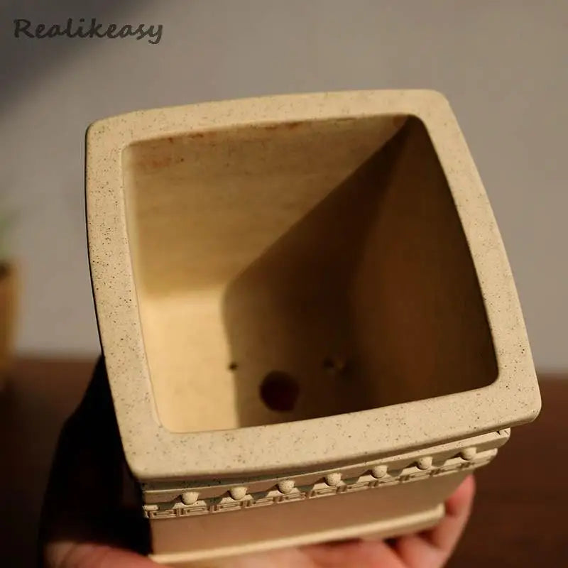 petit pot fleurs argile gris beige chinois artisanal maison