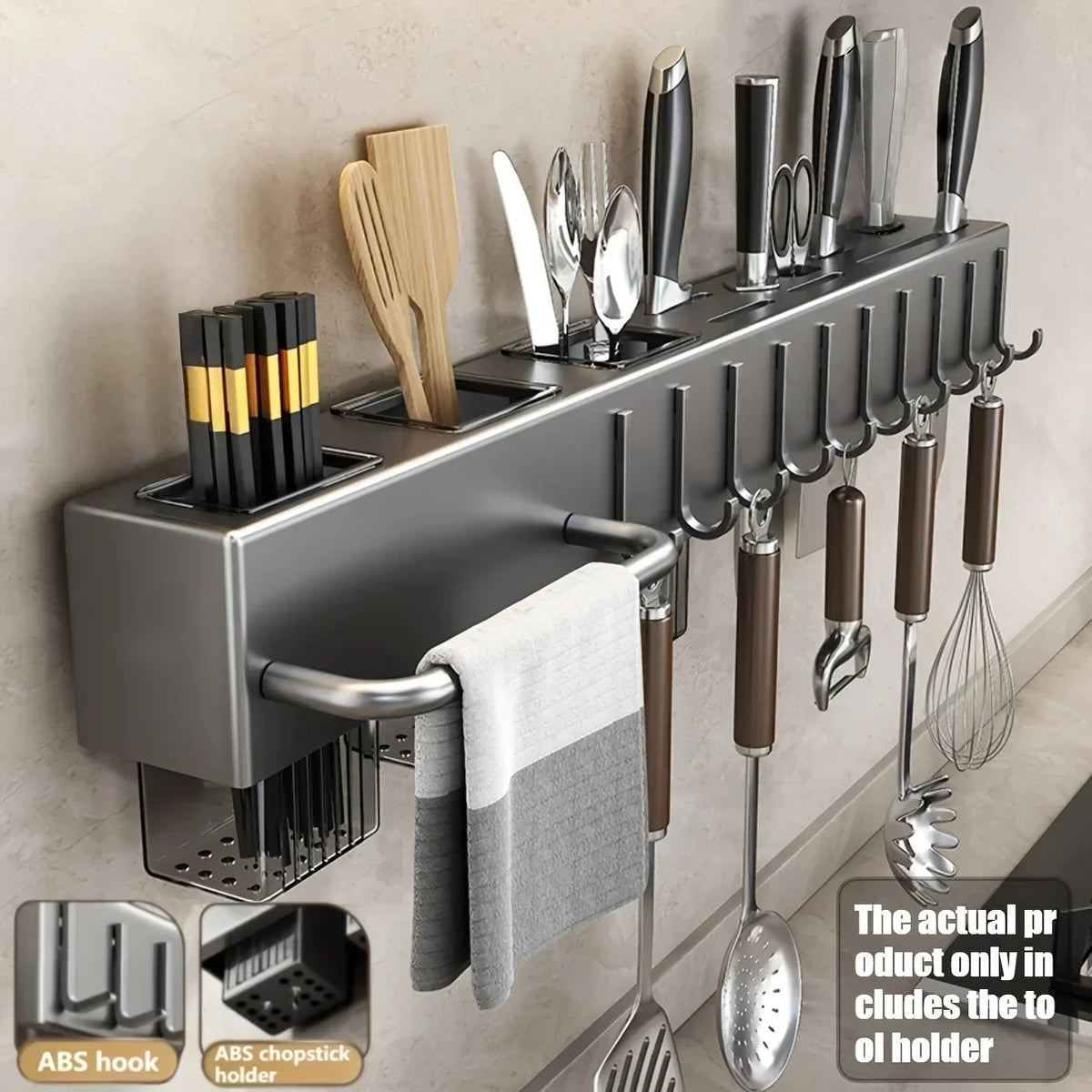 porte outils cuisine gris moderne porte couteaux fourchettes spatules pinces soufflets serviettes bpa free