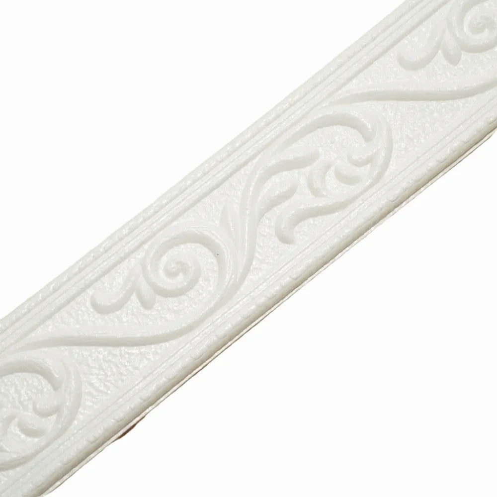 bordure décorative adhésive plastique motifs floraux classique orné blanc beige marronclairOpaque