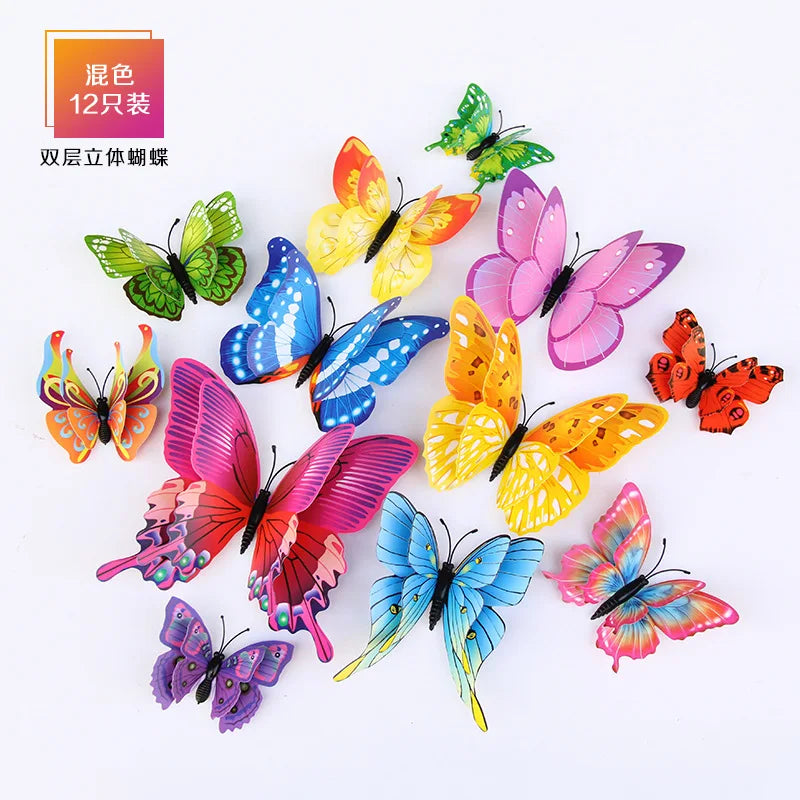 papillons décoratifs 3d imprimés brillants multicolores adhésifs décoration murale enfants vert bleu orange rose