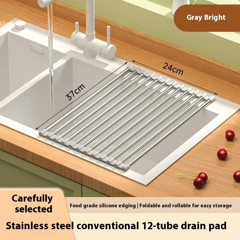 étendoir vaisselle pliable moderne acier inoxydable gris blanc clips fonctionnel cuisine