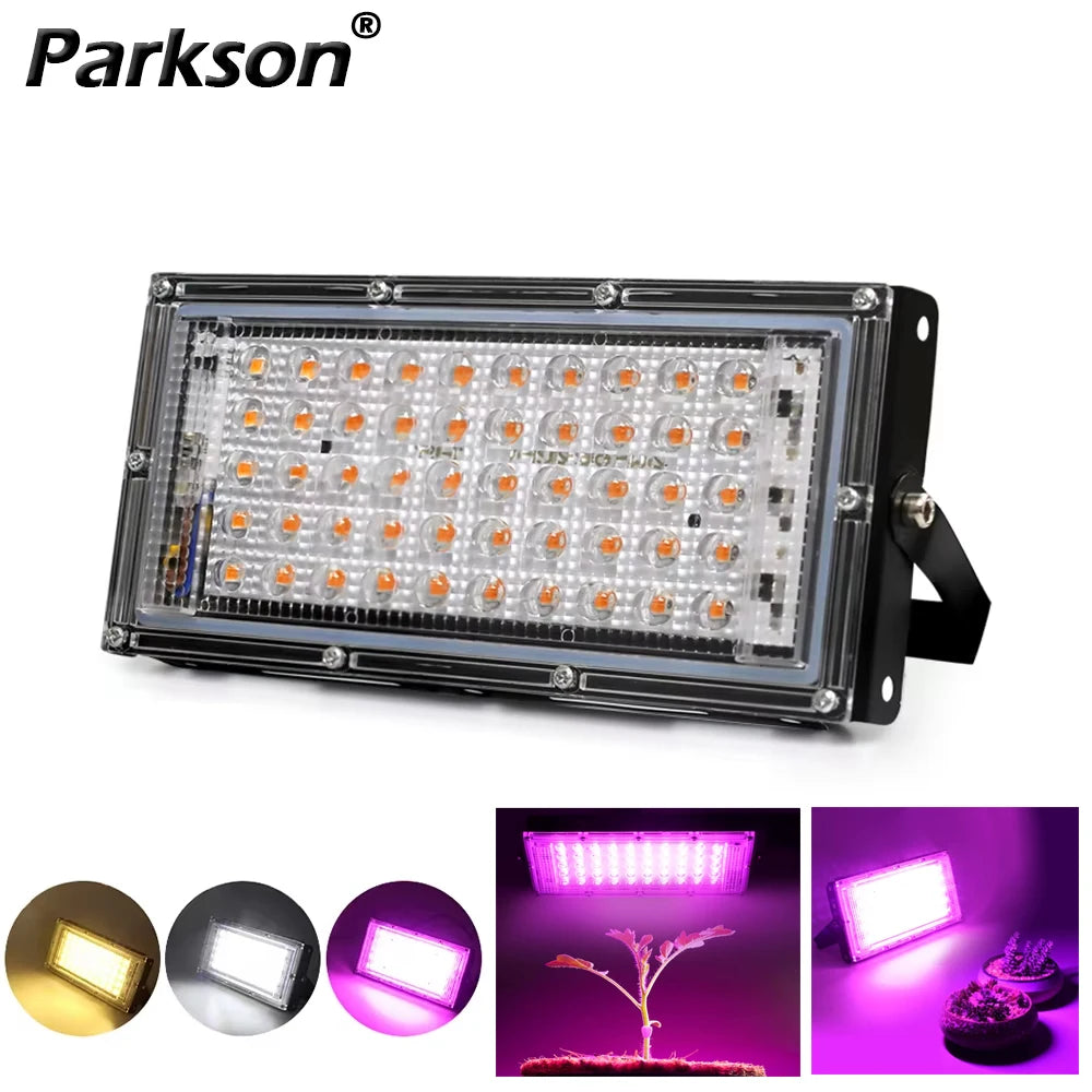 lampe led croissance plante 50w noir blanc rose grille alu moderne clips fixations