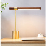 Lampe de chevet design italien en bois et fer, vue de face