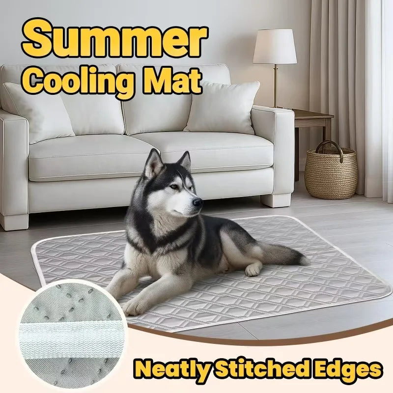 tapis refroidissement animal compagnie gris quilté moderne confortable tissu polyester lavable antidérapant taille xl