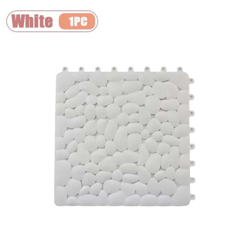 tapis sol antidérapant cailloux gris blanc moderne 30cm 30cm clips geometrique