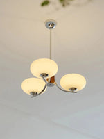 lustre moderne suspension bois abat jour blanc chrome ampoules led tactile