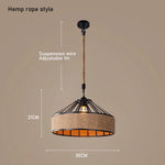 lampe suspendue industrielle corde naturelle marron clair métal structure ajustable salon chambre