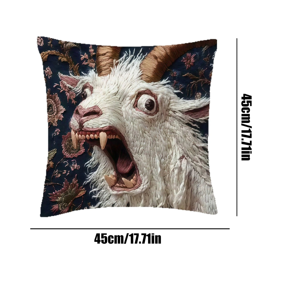 housse coussin lamas brodés fond texturé beige marron anniversaire noel décoration chambre