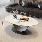 table basse ovale moderne blanche effet marbre gris salon meuble bois luxe