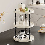 étagère trois niveaux moderne minimaliste blanc noir cosmétiques parfums tasses blancs