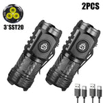 torche rechargeable led noire étanche 20w 350 lumens clip latéral résistance choc moderne