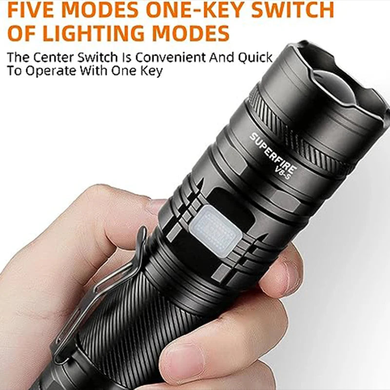 lampe torche led rechargeable 36w 5000lm noir robuste banque alimentation usb