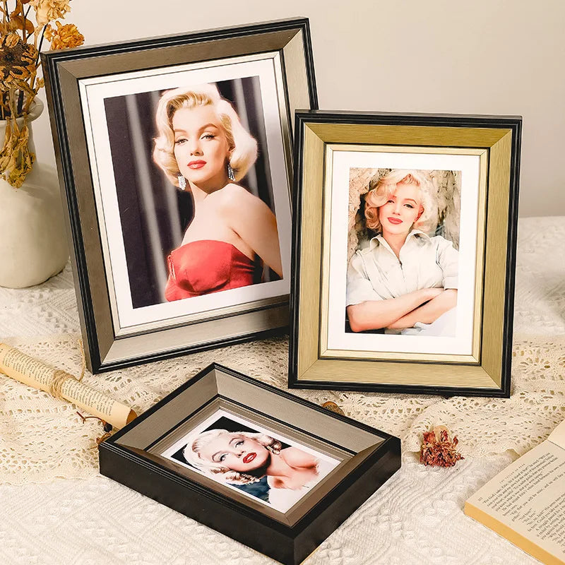 cadre photo rectangle résine noir doré texture bois classique intérieur photo souvenir artwork