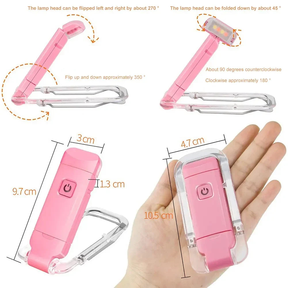 lampe lecture pliable transparente moderne rechargeable usb blanc clips fixe nocturne portable
