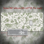 tapis souris lapin vert fleurs graphique adhésif grande taille gamer blanc naturel