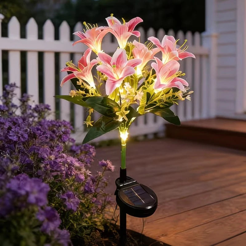 bouquet lumineux solaire rose moderne fleurs artificielles led ip65 patio jardin